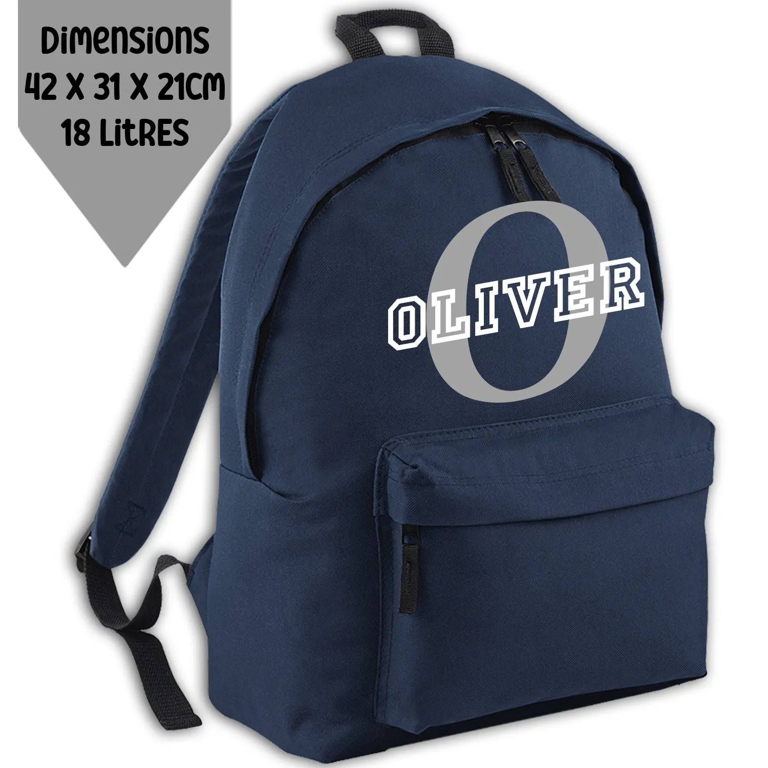 Personalised Backpack Kids 18 12 or 9 Litre Initial and Name Lunch Bag Water Bottle Pencil Case School PE Bag Back To School Nav