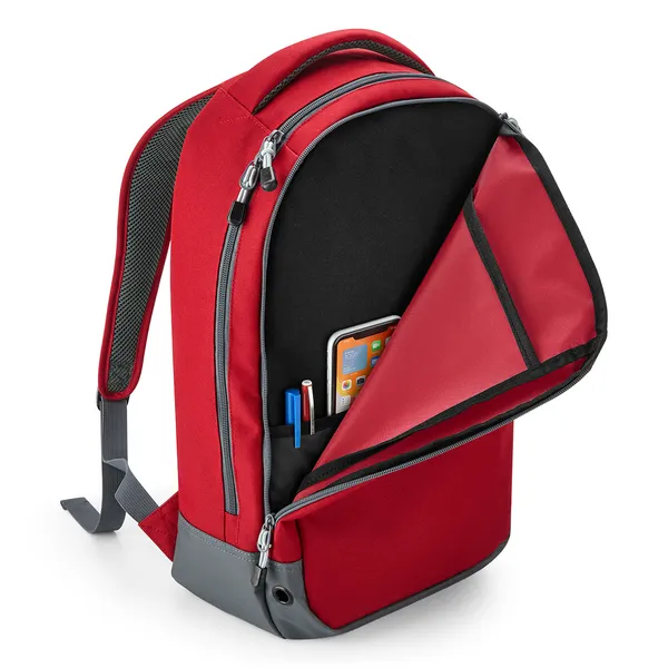 Personalised Pro Backpack with Water bottle pocket and Matching Gym Bag Initial and Red 23L Black Set