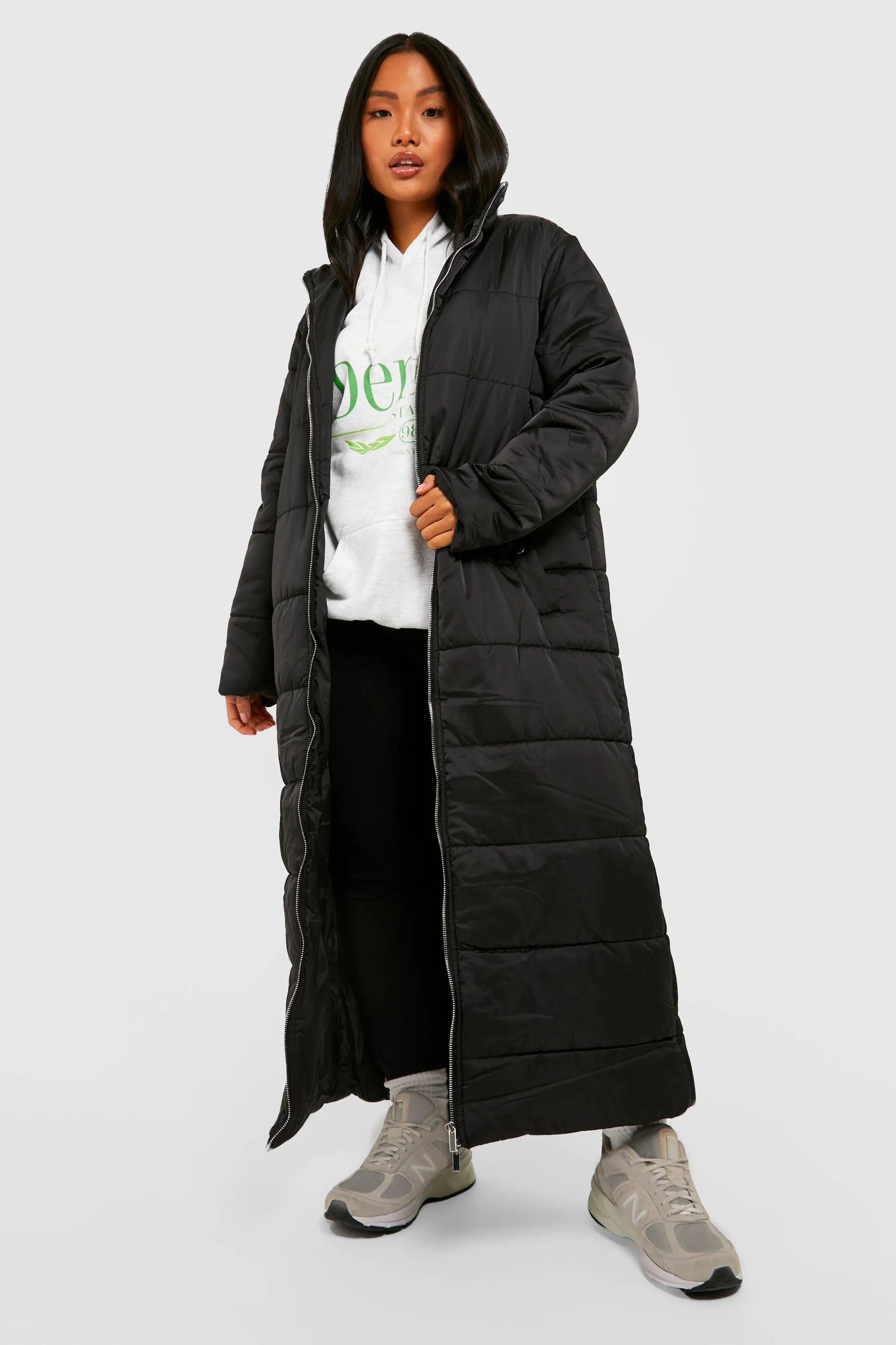 Petite Funnel Neck Maxi Puffer Coat