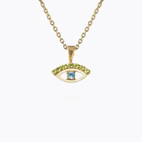 Petite Greek Eye Necklace / Green + Blue