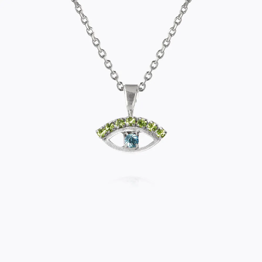 Petite Greek Eye Necklace / Green + Blue