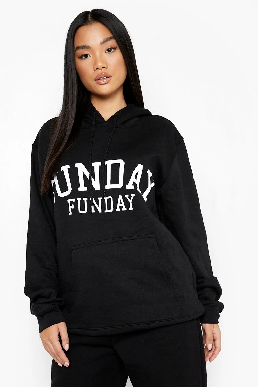 Petite Sunday Funday Printed Oversized Hoodie