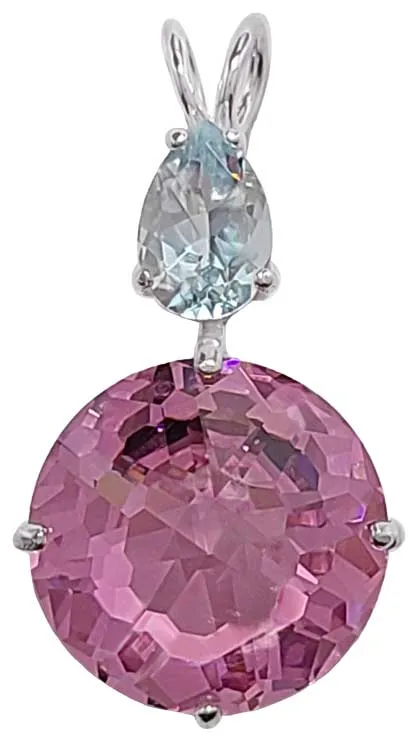 Pink Garnet Radiant Heart Crystal? with Pear Cut Aquamarine