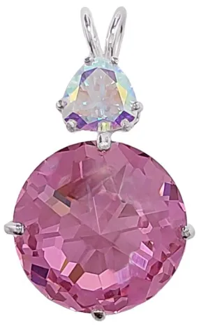 Pink Garnet Radiant Heart Crystal? with Trillion Cut Mystic Topaz