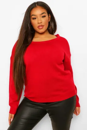 Plus Boxy Scoop Neck Sweater