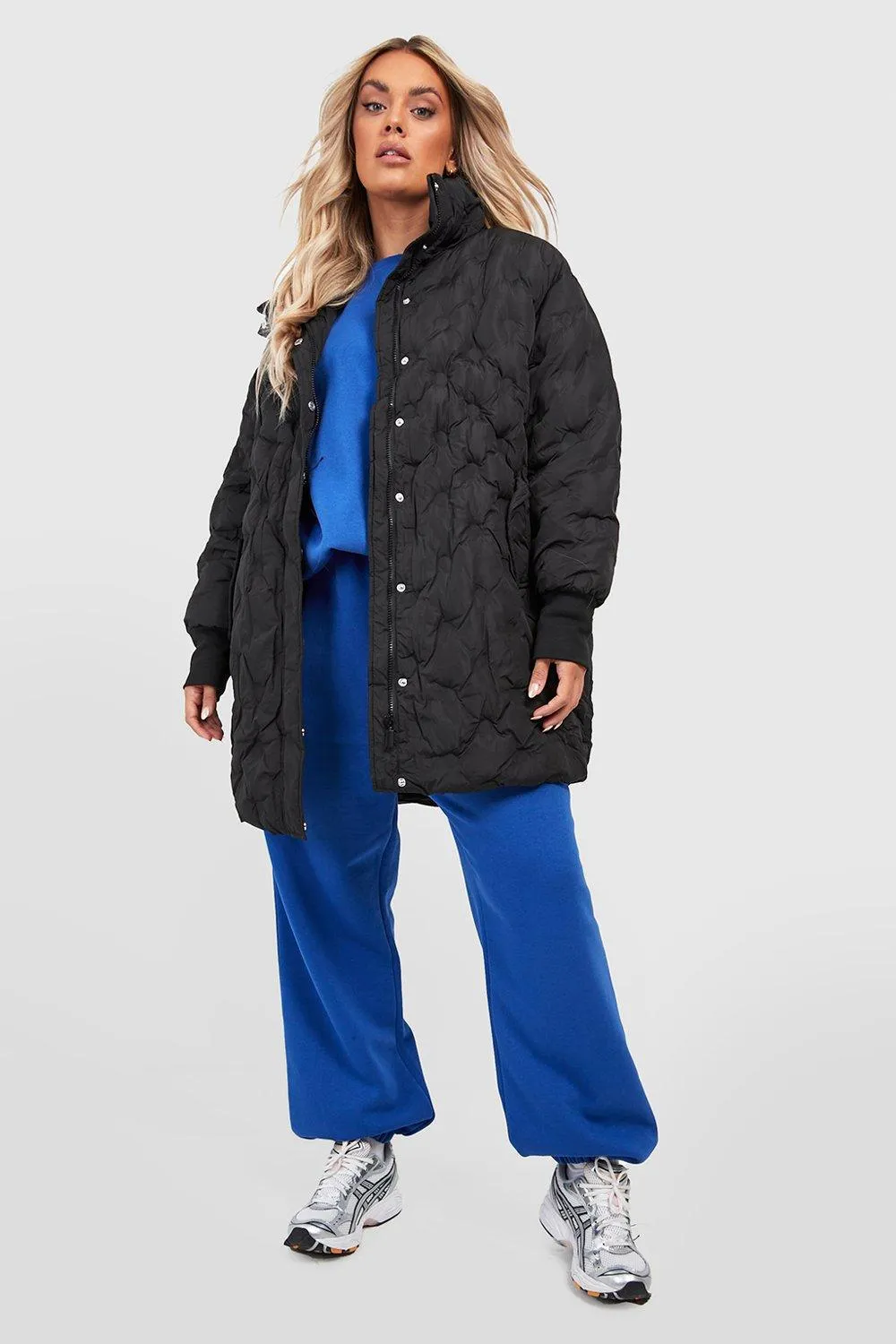 Plus Quilt Detail Puffer Coat