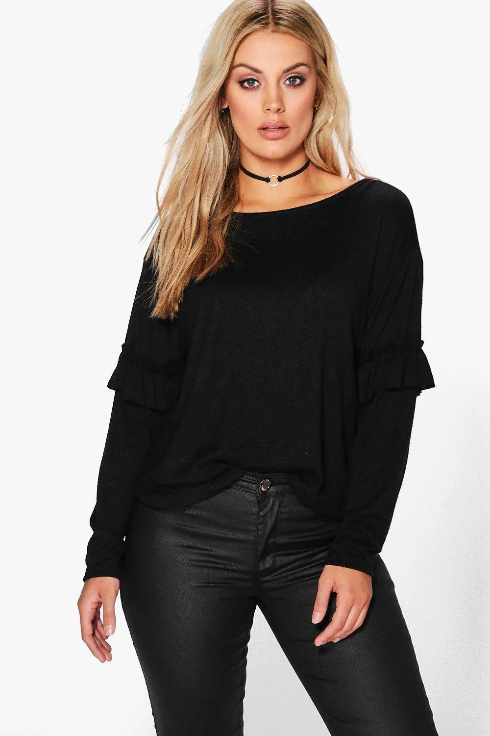 Plus Saskia Frill Sleeve Sweater