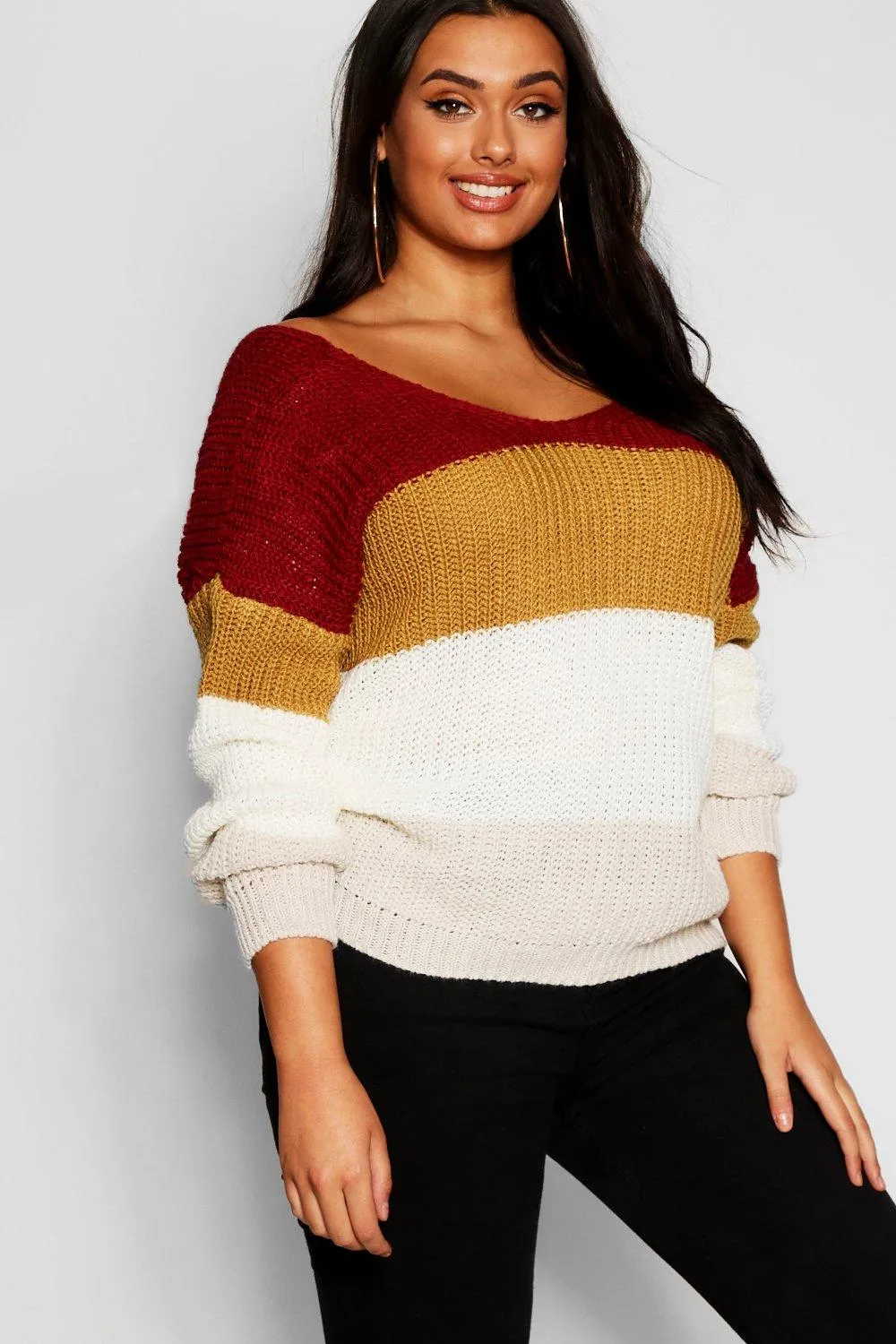 Plus Stripe Knot Back Sweater