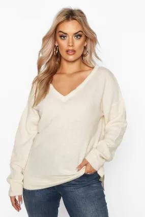 Plus Sweater With V Neck Detail Front And Back