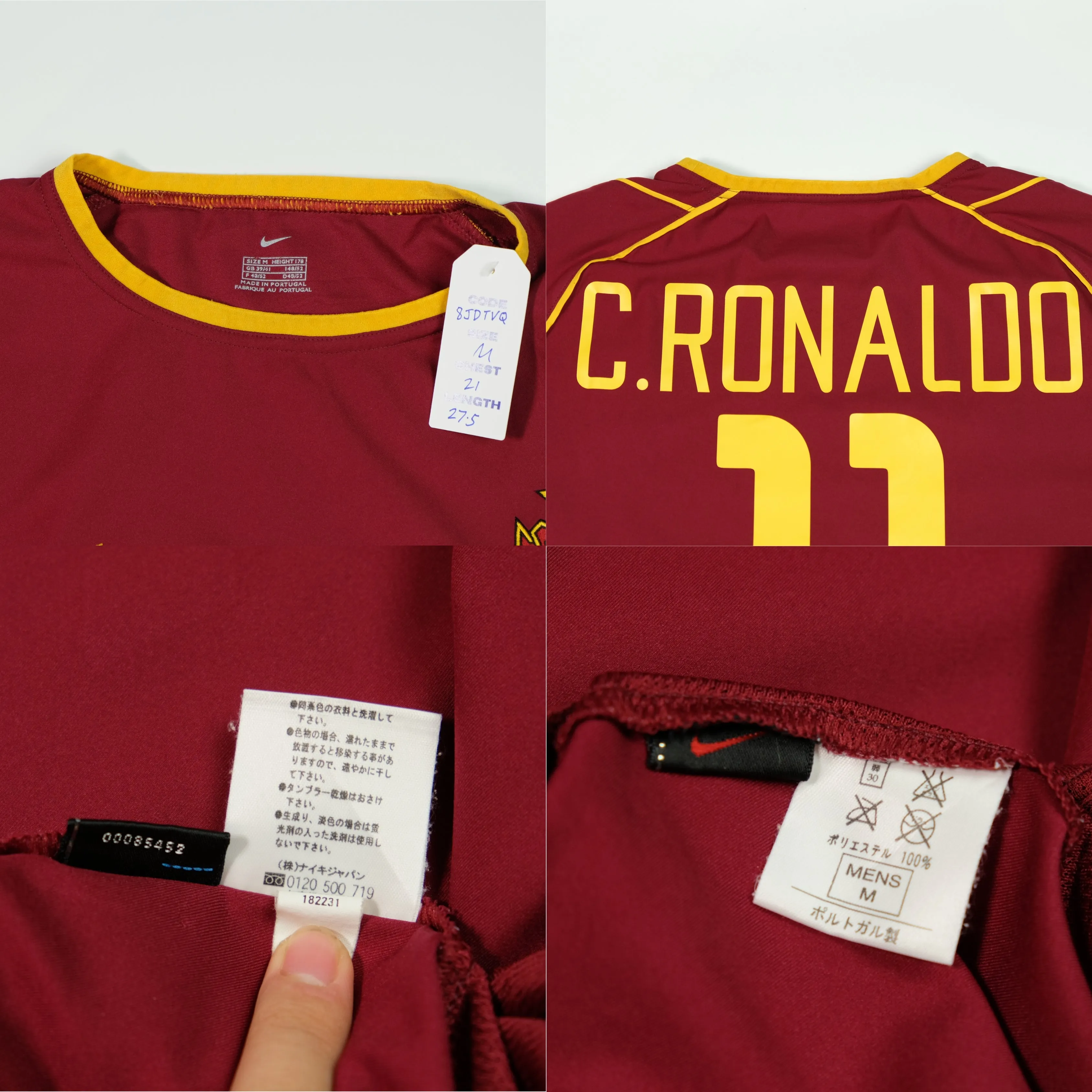 Portugal Ronaldo 11 Original Home Football Shirt 2002/2004 Nike Large