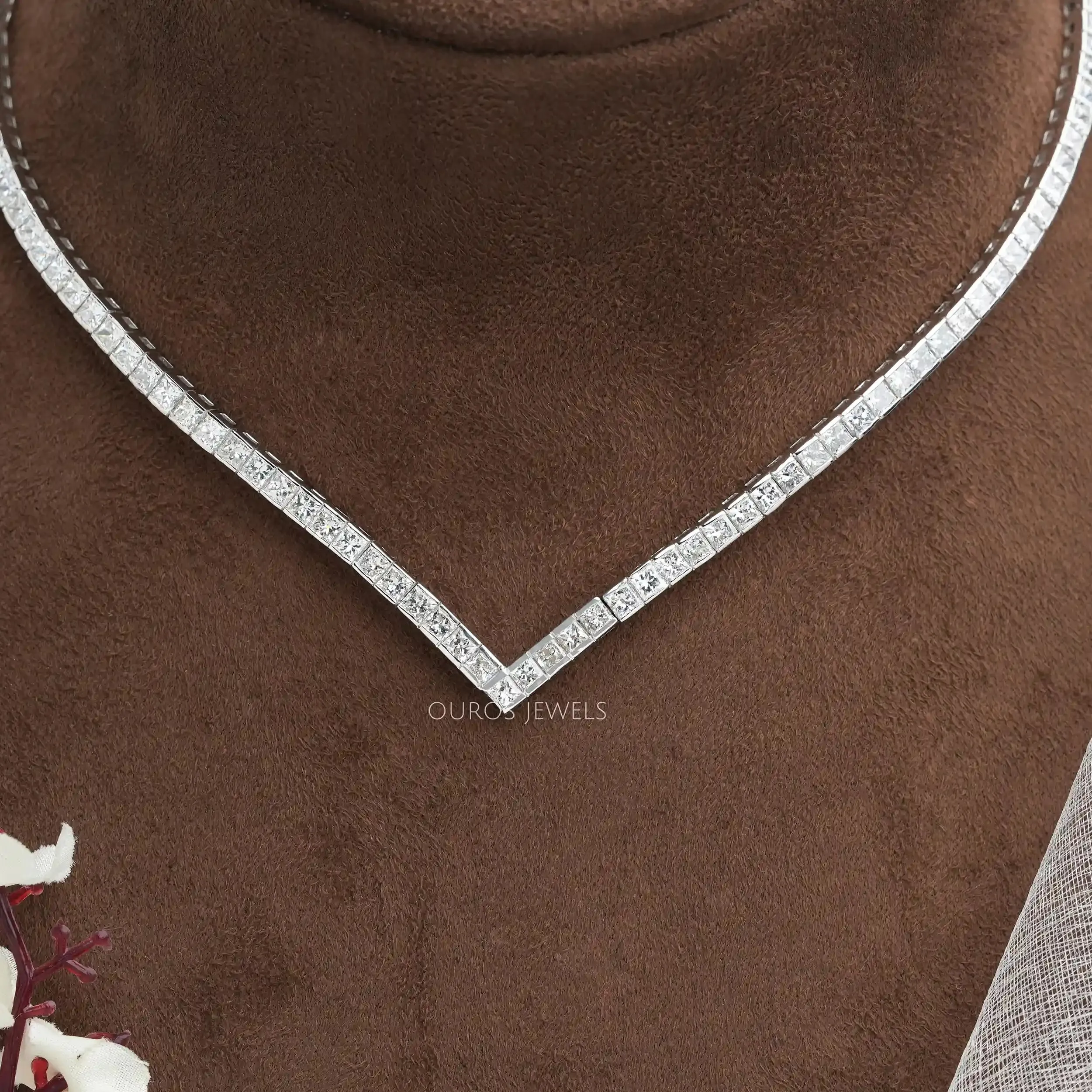 Princess Cut Tennis Necklace