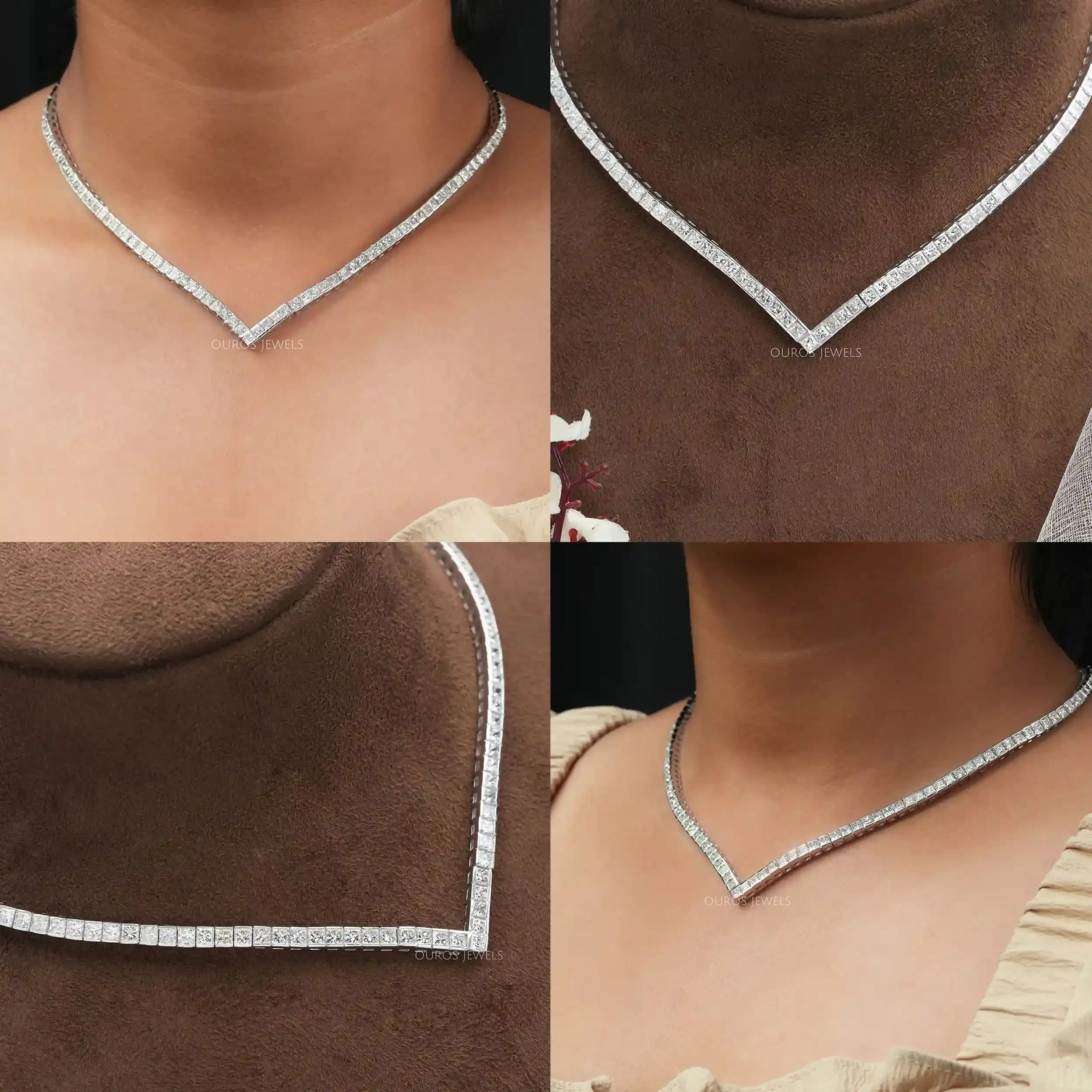 Princess Cut Tennis Necklace