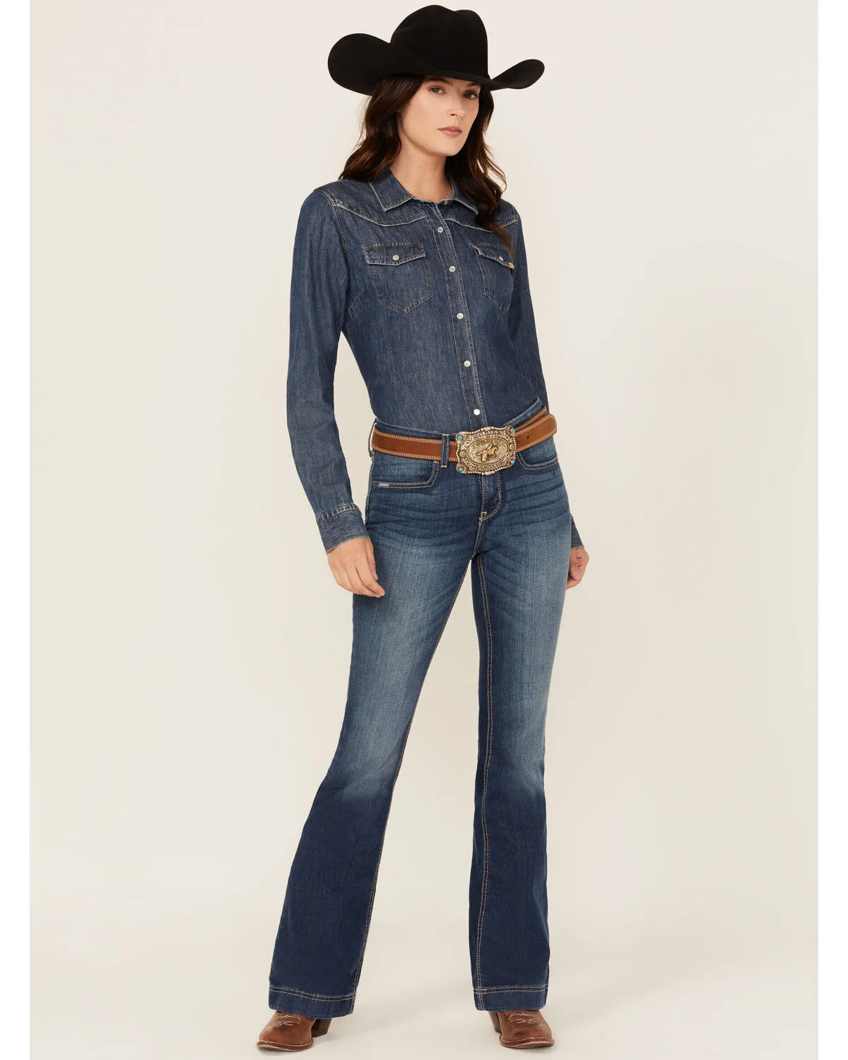 Product Name:  Cinch Women's Lynden Medium Wash Mid Rise Trouser Stretch Denim Jeans