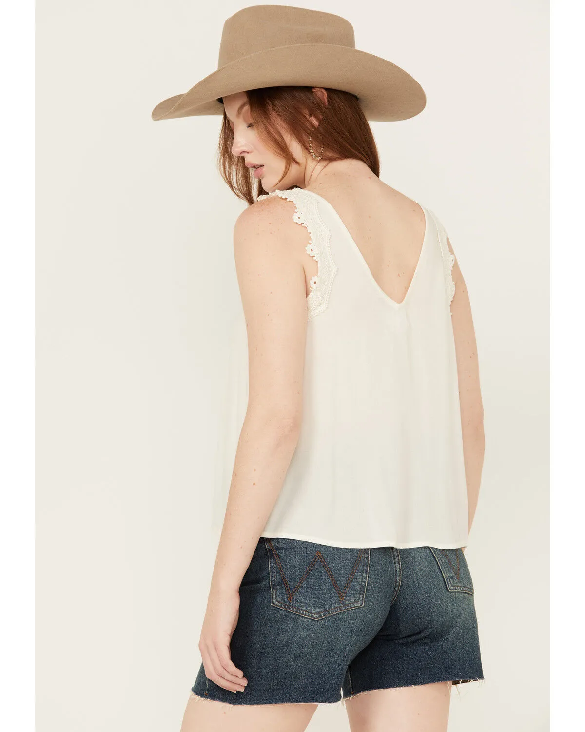 Product Name:  Eyeshadow Women's Lace Trim Tank Top