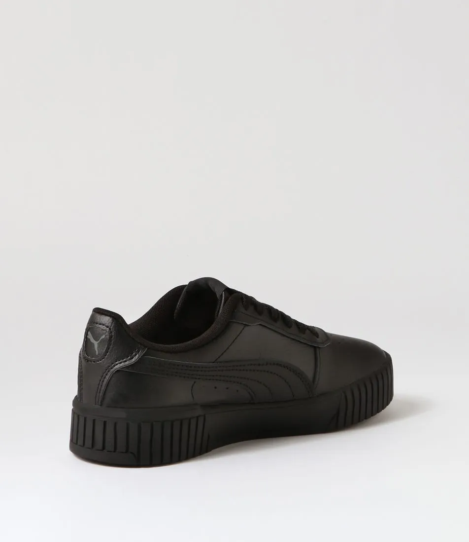 PUMA Carina 2 Black Dark Shadow Leather Sneakers