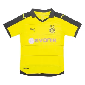 PUMA DORTMUND Mens Football Shirt Jersey Yellow Collared S
