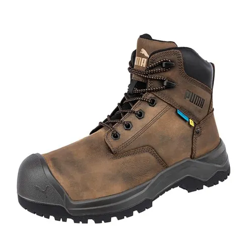 PUMA SAFETY Men's Granite HD MT Mid Composite Toe Work Boot Brown