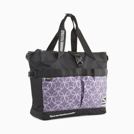 PUMA x PLEASURES Unisex Tote Bag | PUMA Black-Purple Charcoal-Pantone 688C | PUMA SHOP ALL PUMA | PUMA 