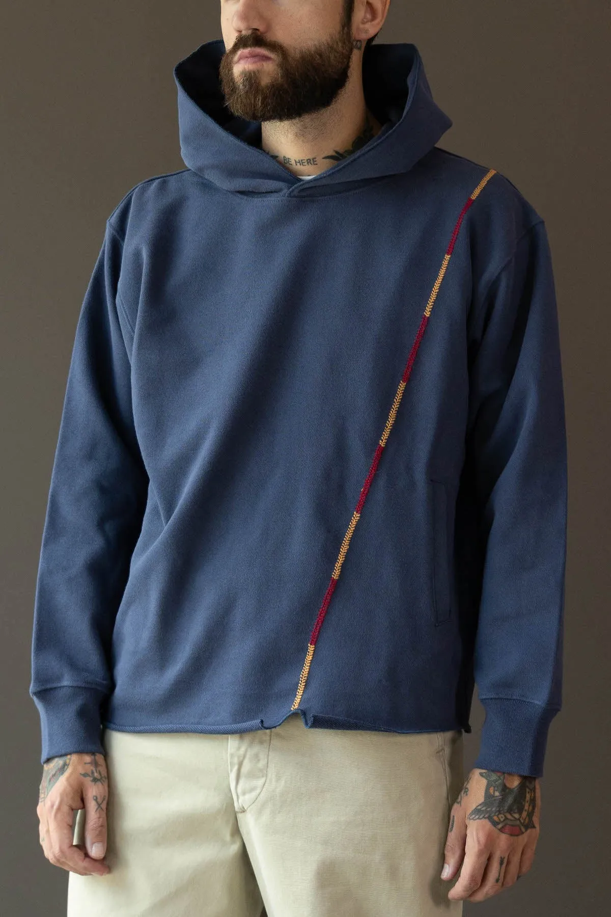 Rabari Stitch Hoodie - Blue/Red/Yellow