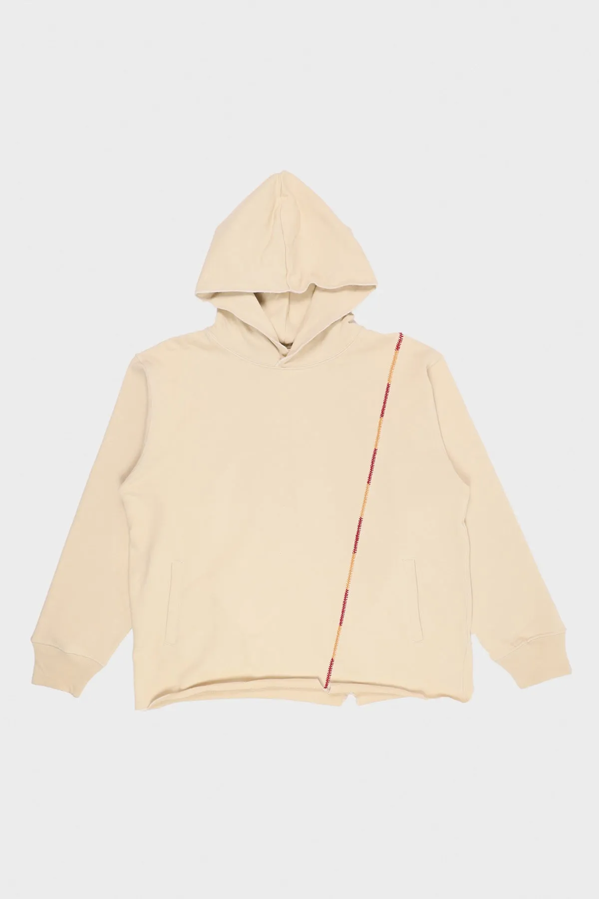 Rabari Stitch Hoodie - Ecru/Red/Yellow