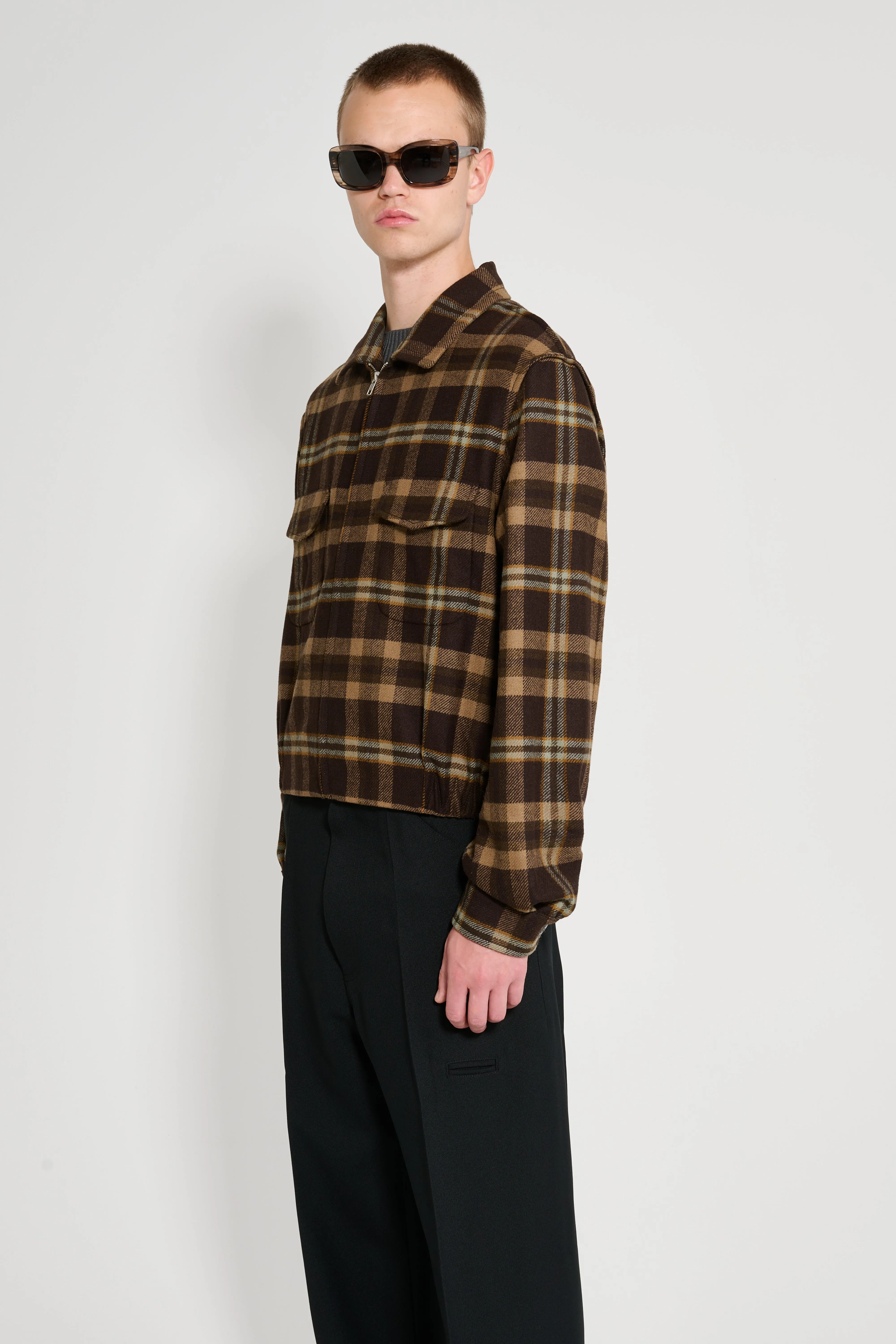 Random Identities Tartan Simmo Vintage Zip Up Blouson Brown