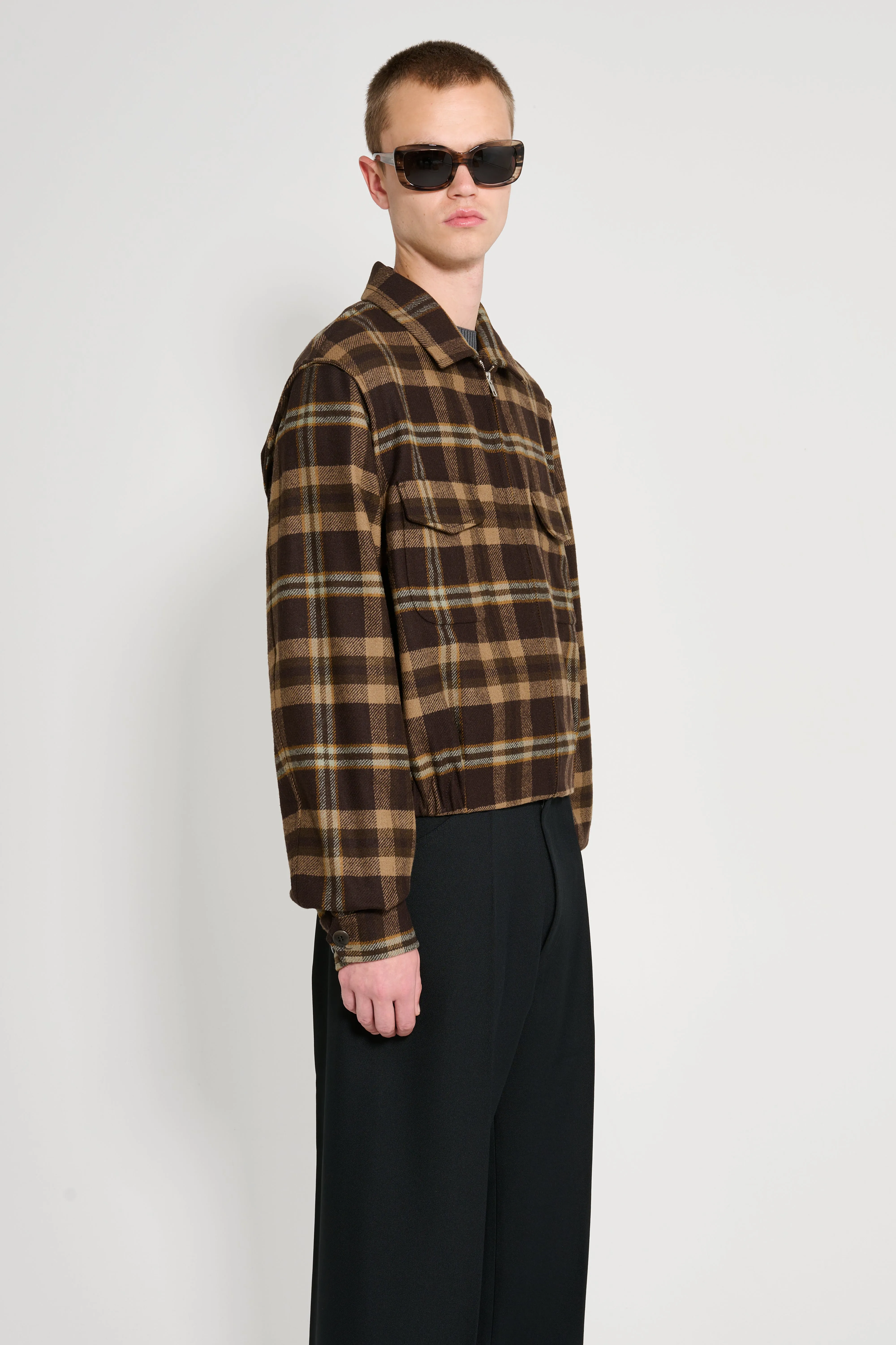 Random Identities Tartan Simmo Vintage Zip Up Blouson Brown