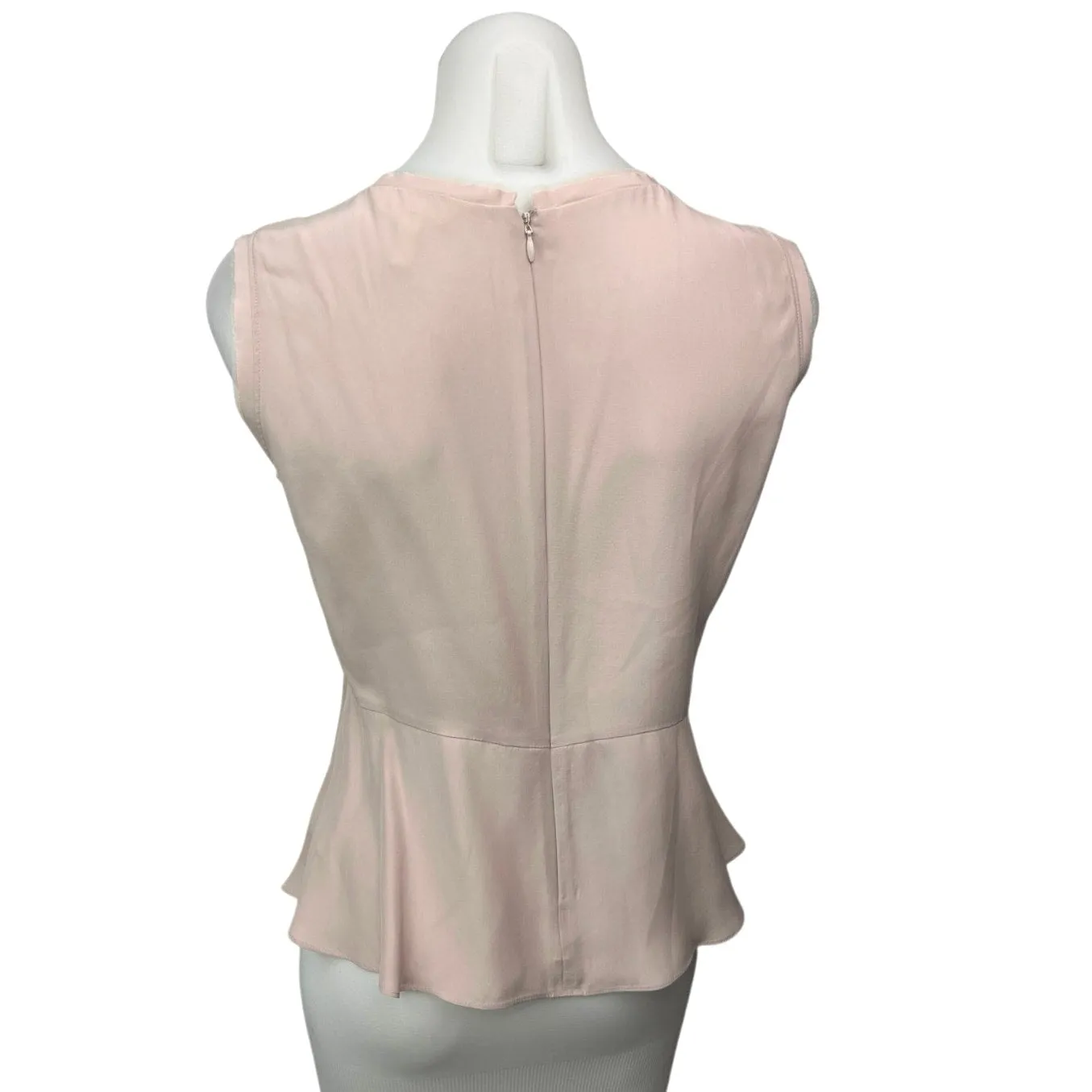 Rebecca Taylor Pink 100% Silk Sleeveless Peplum Embroidered Flower Blouse Top 4