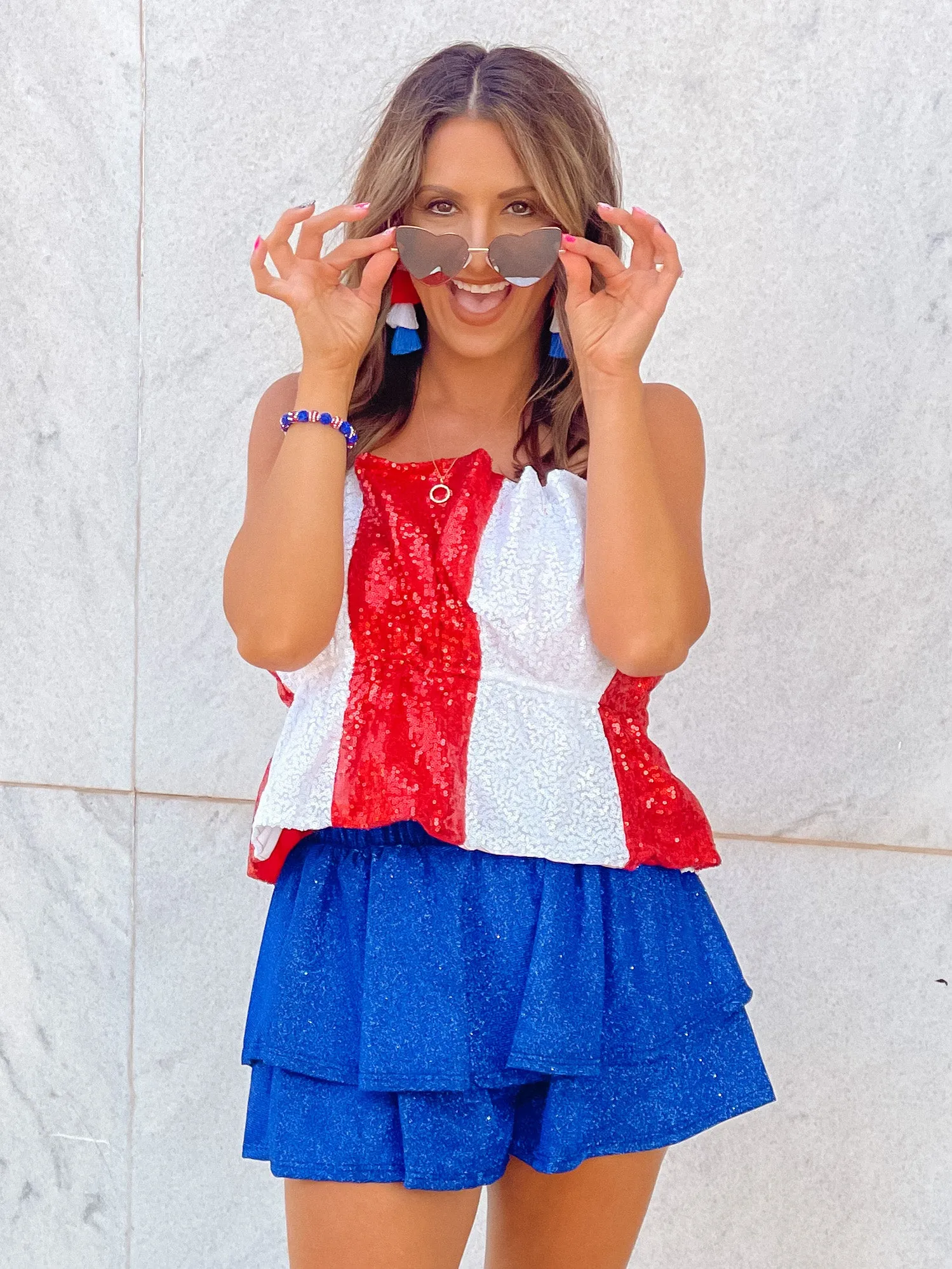 Red & White Sequin Cami