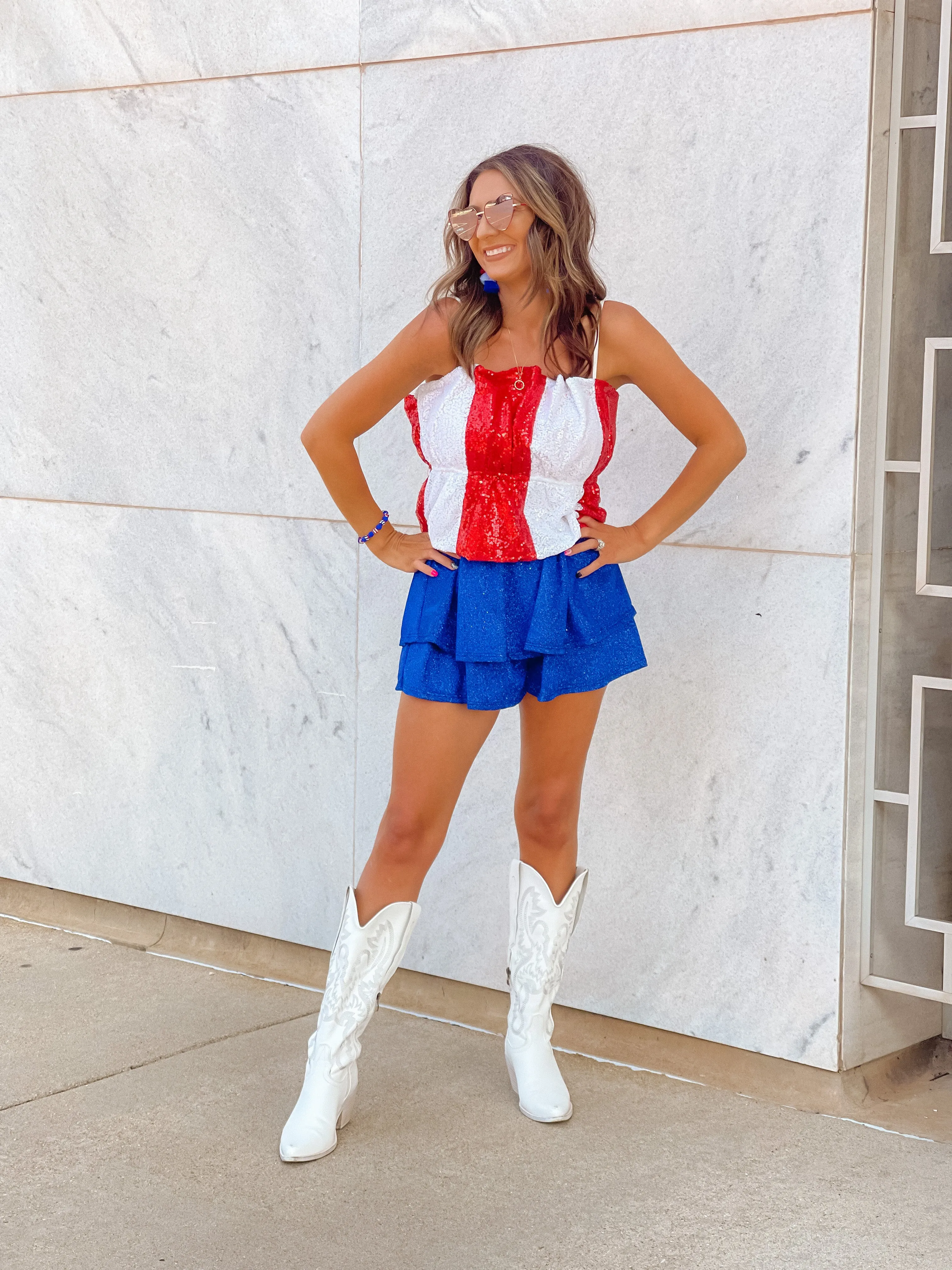 Red & White Sequin Cami