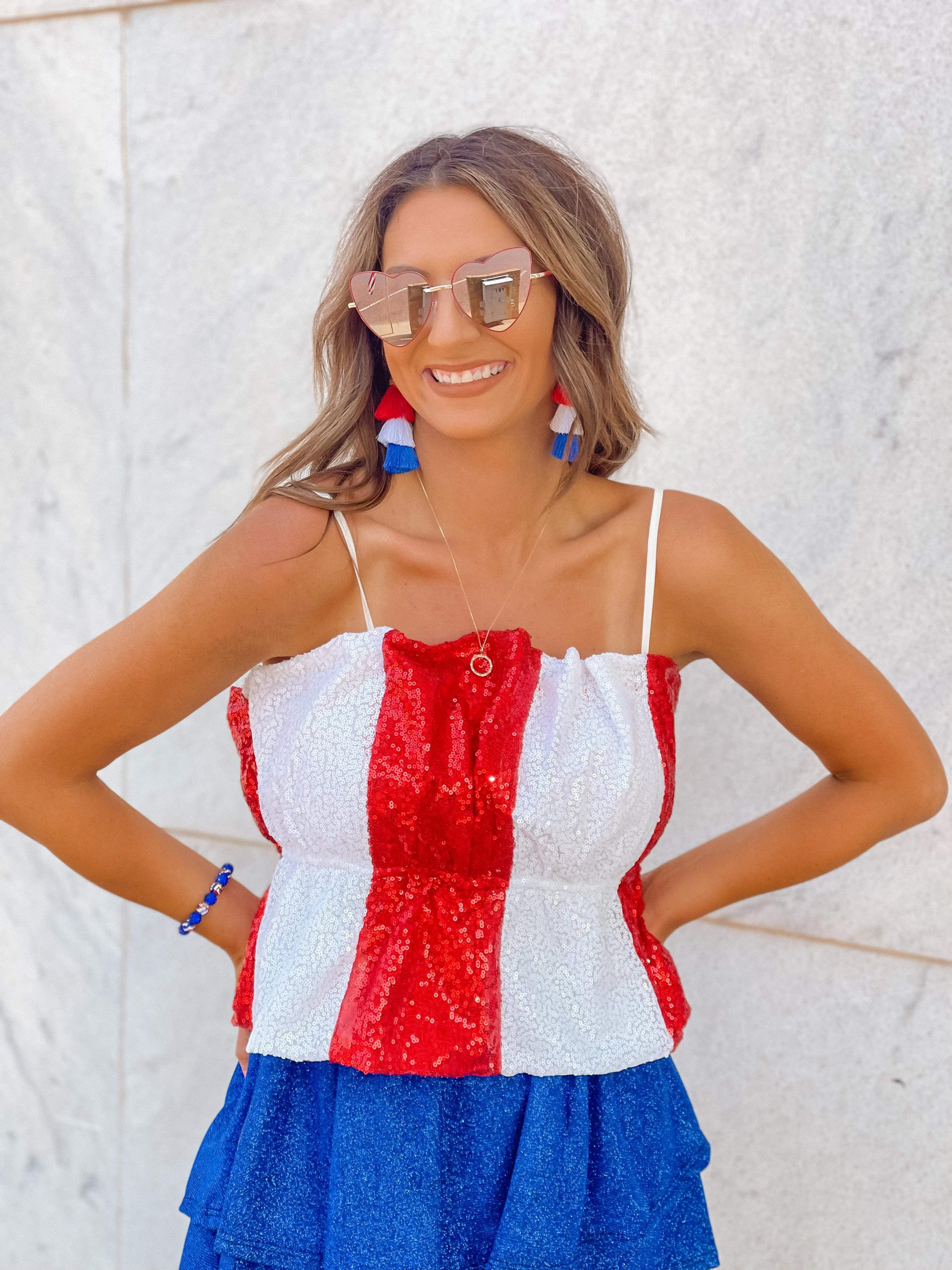 Red & White Sequin Cami