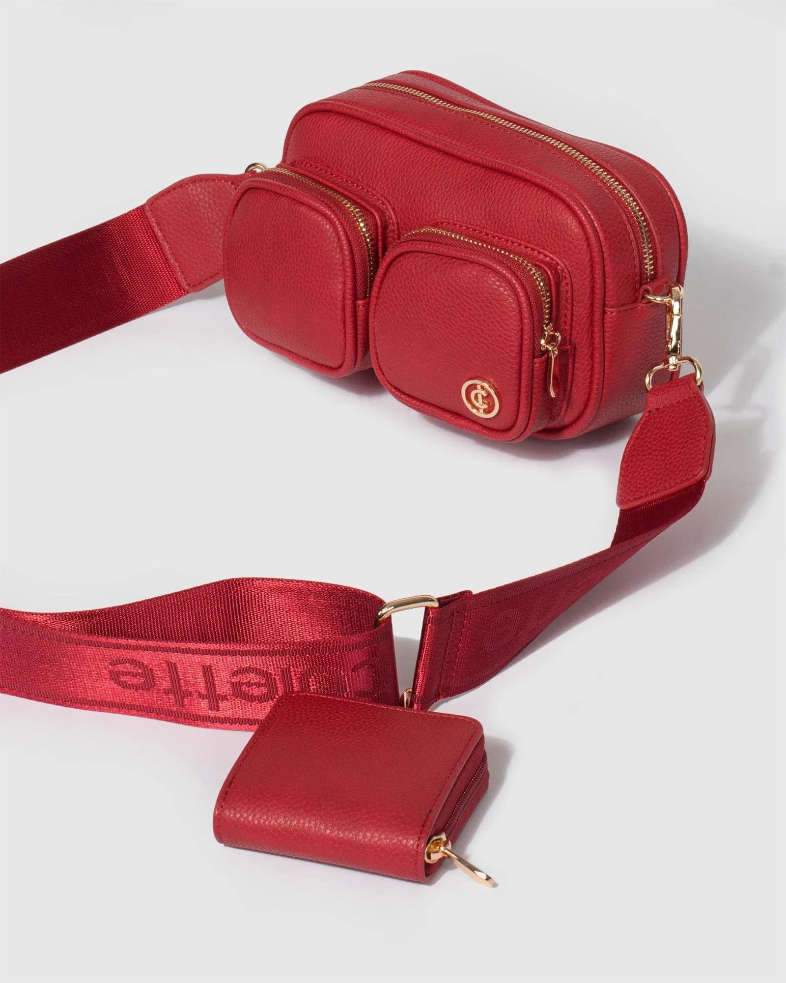 Red Amalia Double Pocket Crossbody Bag