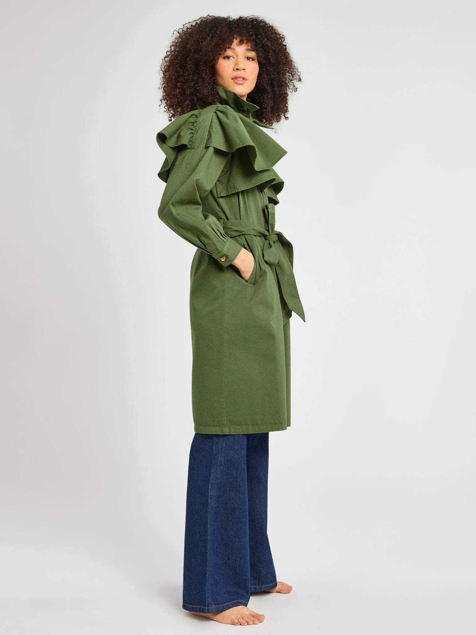 Renata Trench in Olive