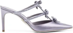 René Caovilla 100mm bow-detail satin mules Purple
