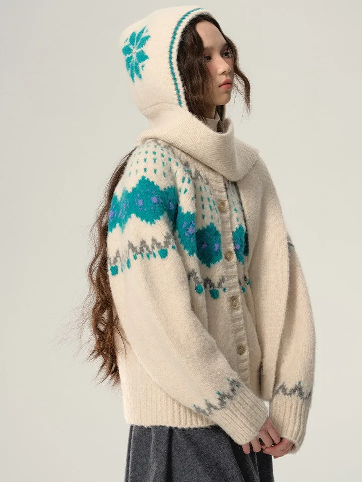Retro Nordic Soft Hoodie-Muffler Knit