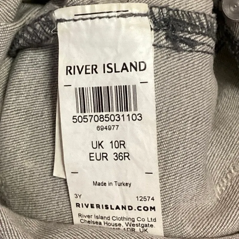 River Island Gray Acid Wash Mid Rise Cotton Stretch Denim Skinny Jeans Size 28