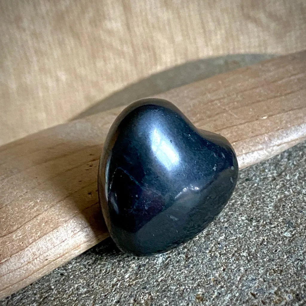 River Tumble Black Shungite & Sodalite Rock Stack, Shungite Heart