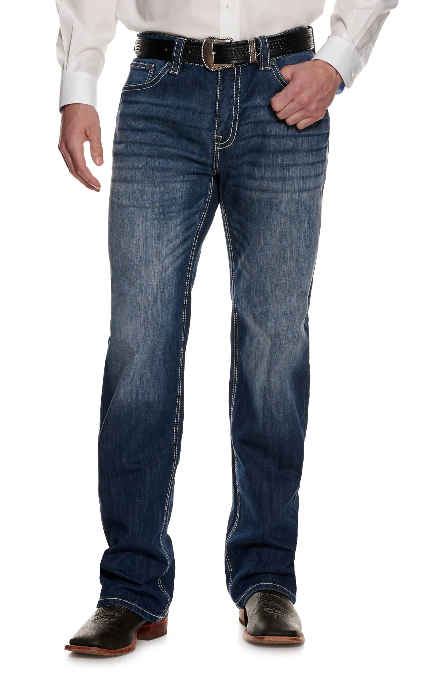 Rock & Roll Denim Men's Double Barrel Medium Wash Relaxed Reflex Stretch Straight Leg Jeans