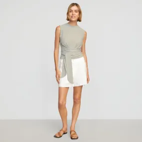 Rumi Cropped Sleeveless Wrap Top | Dusty Sage