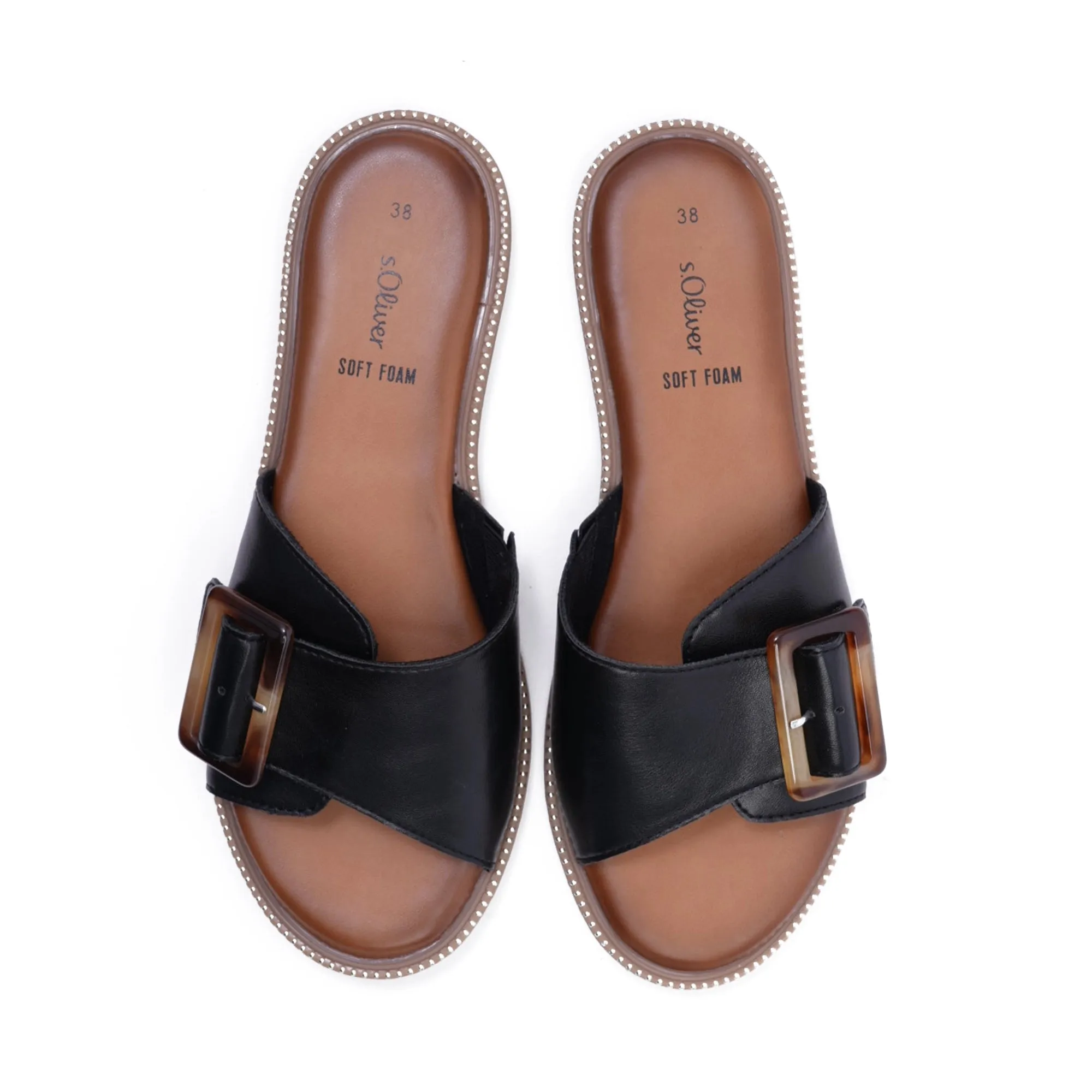 S. Oliver Soft Foam Buckle Sandals Black