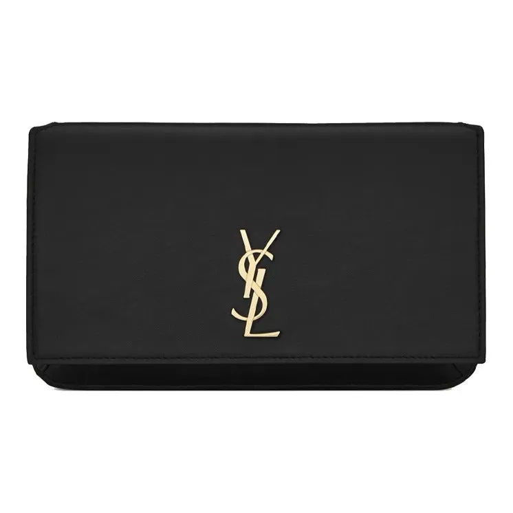     Saint Laurent   YSL Monogram Gold Logo Cowhide Smooth Leather Crossbody Bag