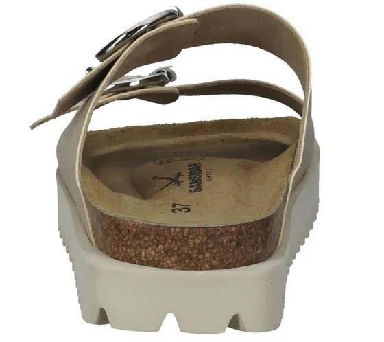 SANSIBAR women's mules from Spain with double straps, black or beige