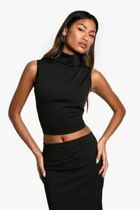 Sculpting Matte Slinky High Neck Sleeveless Top