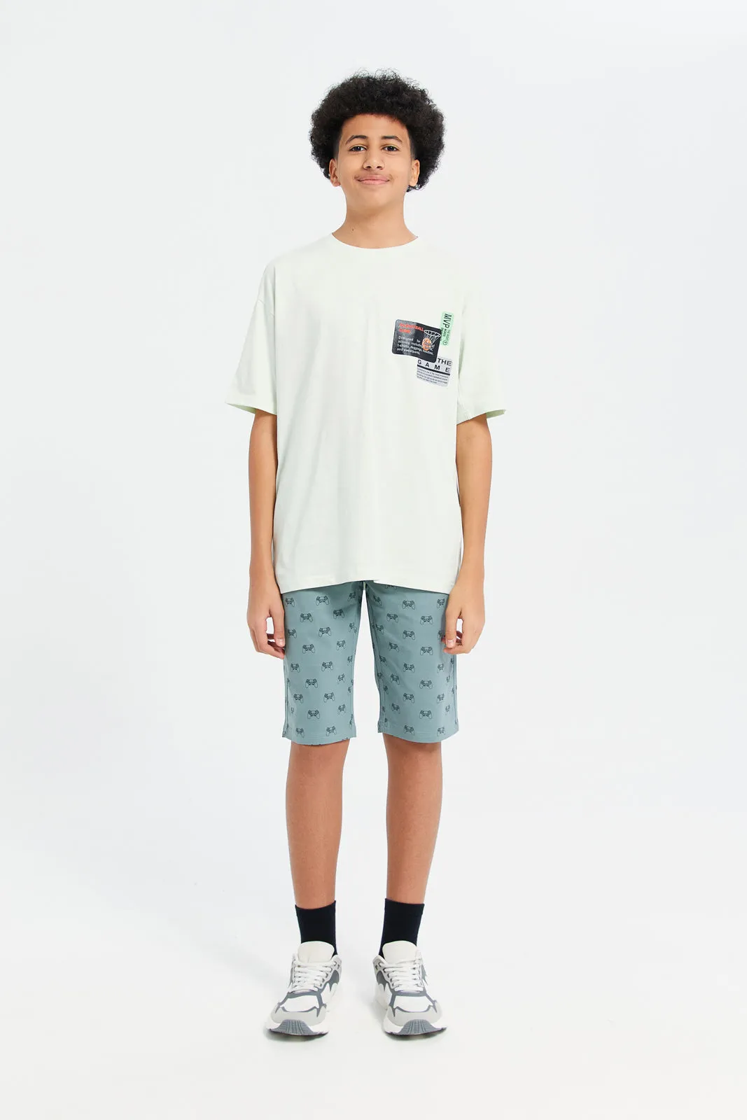 Senior Boys Mint Basketball Print T-Shirt