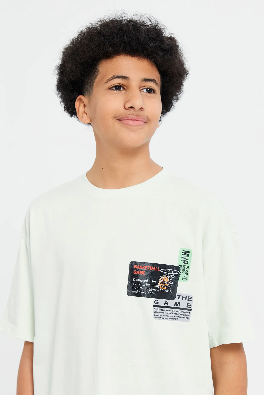 Senior Boys Mint Basketball Print T-Shirt