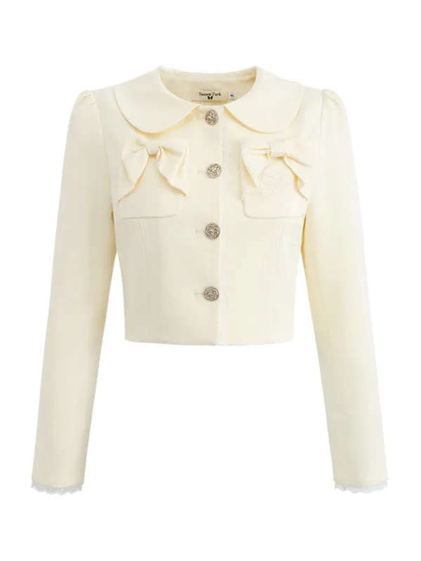 Set-Up Ribbon Feminine Lace Chic Jacket&Long-Skirt