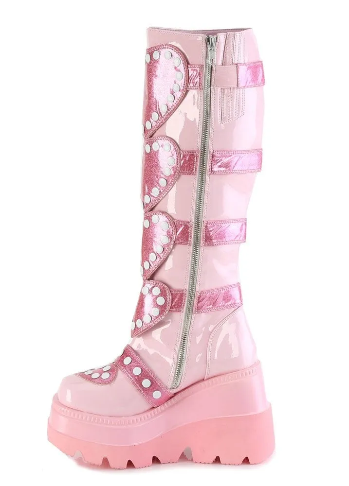 Shaker 210 Pink Heart Shield Platform Boot
