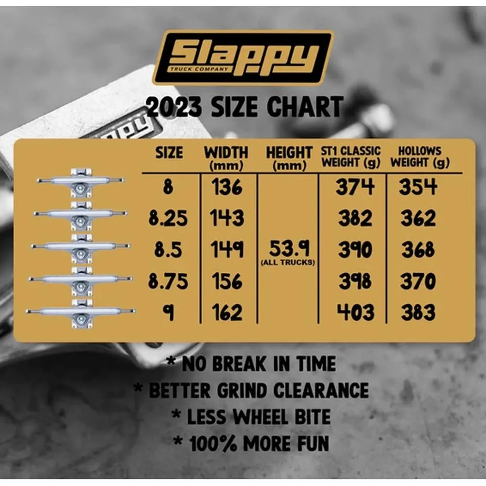 Slappy Trucks Skateboard Trucks ST1 Hollows 8.75
