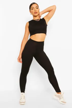 Sleeveless Crop Top And Legging Two-Piece Set