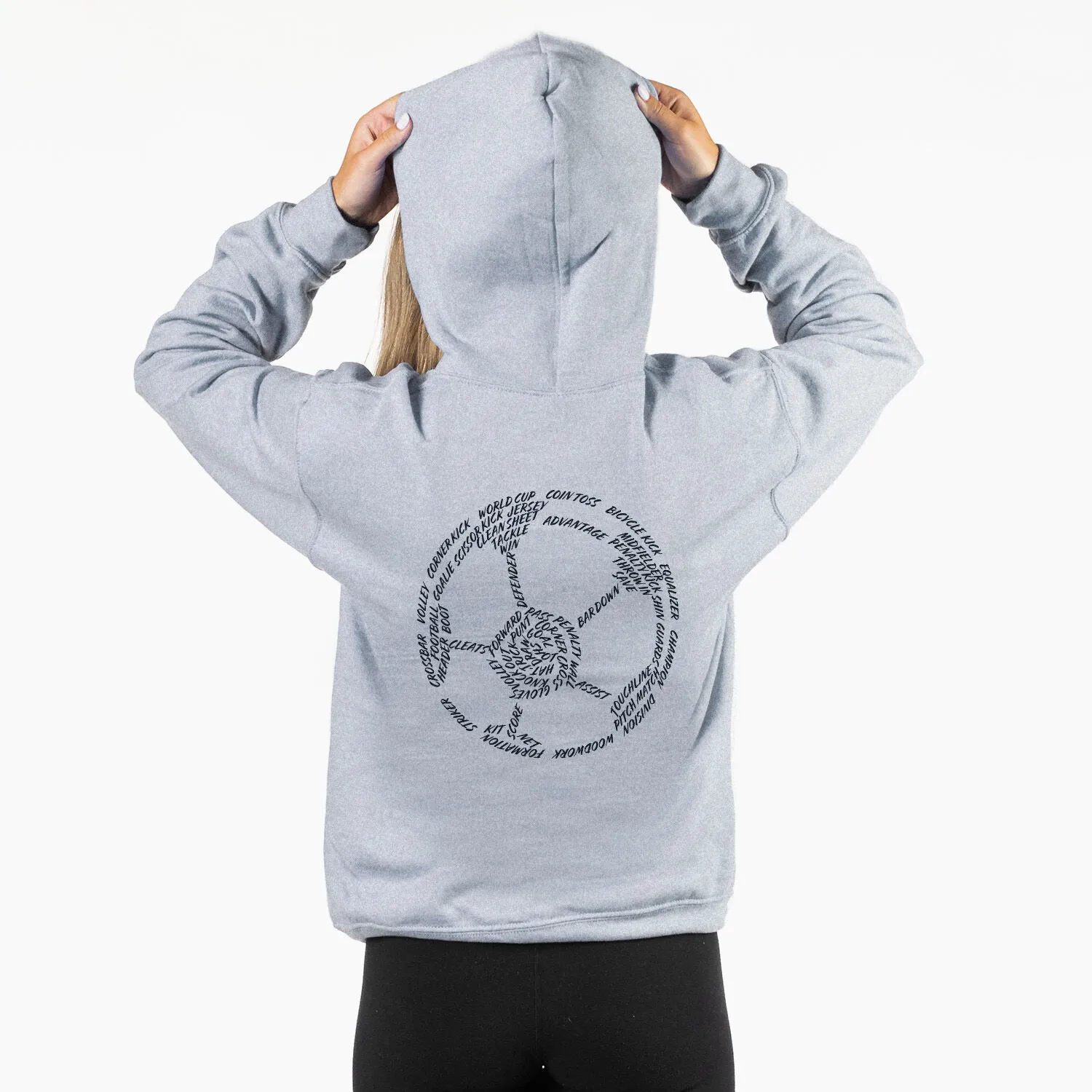 Soccer Hooded Sweatshirt - Soccer Words (Back Design) 
