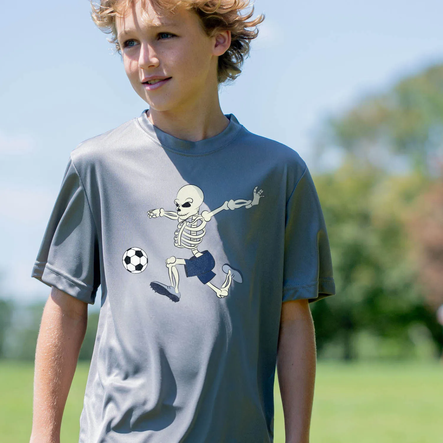 Soccer Short Sleeve Performance Tee - Skeleton Striker 